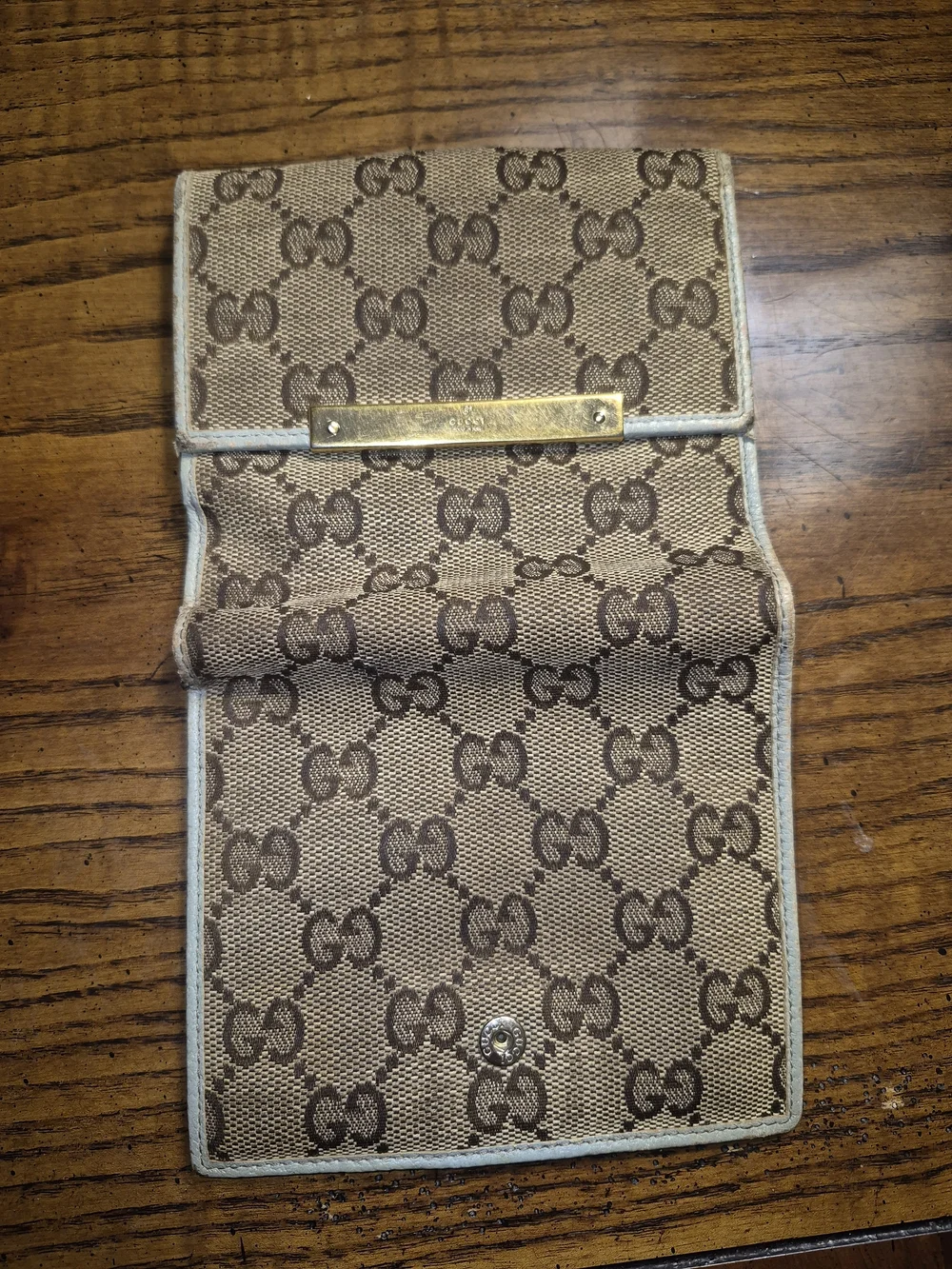 Gucci GG Brown Blue Canvas Bi Fold "Project" Wallet - Picture 7 of 13